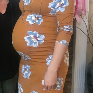Mustard maternity dress
